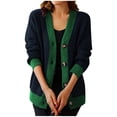 thumbnail image 1 of Kilaqueen Womens Cardigan Sweaters V Neck Button Down Open Front Long Sleeve Knit Cardigan Casual Color Block Lightweight Sweaters Coats, 1 of 6