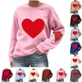 thumbnail image 1 of Kilaqueen Womens Casual Heart Graphic Shirts Long Sleeve Pullover Loose Fit Crewneck Cute Love Printed Sweatshirt Soft Comfortable Long Sleeve Tops, 1 of 6