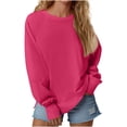 thumbnail image 1 of Kilaqueen Womens Crew Sweatshirts Long Sleeve Split Hem Lightweight Pullover Shirts Comfy Casual Solid Color Loose Fit Blouses with Thumb Hole, 1 of 8