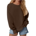 thumbnail image 1 of Kilaqueen Womens Crew Sweatshirts Long Sleeve Split Hem Lightweight Pullover Shirts Comfy Casual Solid Color Loose Fit Blouses with Thumb Hole, 1 of 8