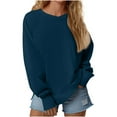thumbnail image 1 of Kilaqueen Womens Crew Sweatshirts Long Sleeve Split Hem Lightweight Pullover Shirts Comfy Casual Solid Color Loose Fit Blouses with Thumb Hole, 1 of 8