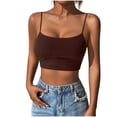 thumbnail image 1 of Kilaqueen Womens Crop Camisole Tank Tops Summer Casual Breathable Solid Color U Neck Spaghetti Strap Slim Fit Going Out Basic Cropped Top, 1 of 4