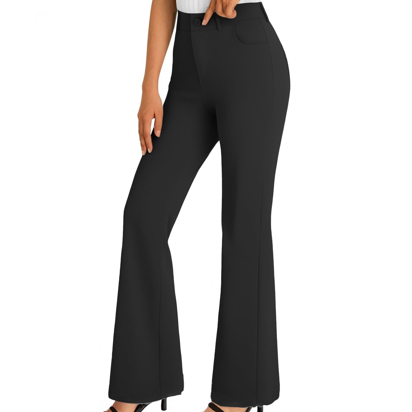 Kilaqueen Womens Dressy Work Pants Casual Office Curvy Fit Slacks High Waisted Comfy Stretchy Flare Dress Pants Bootcut Business Yoga Trousers,