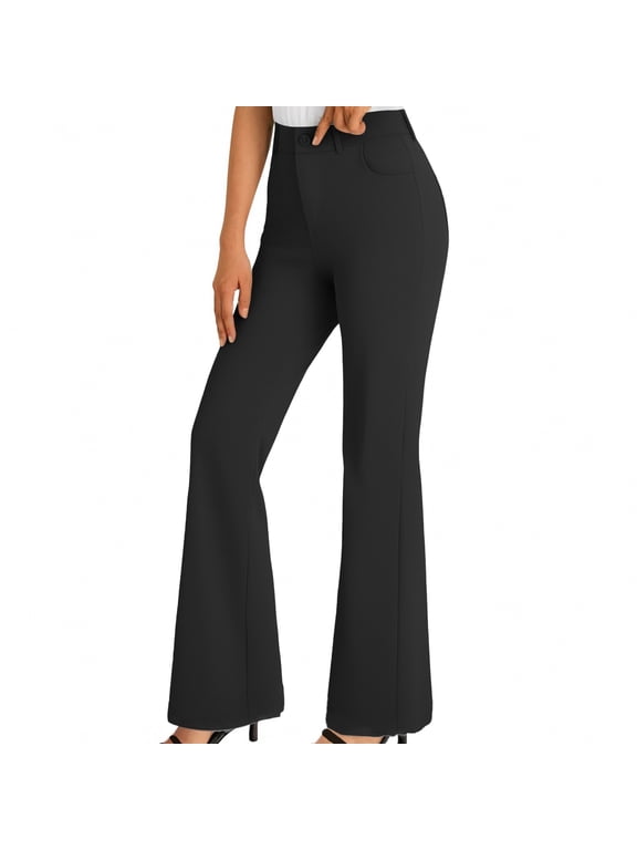 Womens Dressy Work Pants Casual Office Curvy Fit Slacks High Waisted Comfy Stretchy Flare Dress Pants Bootcut Business Yoga Trousers