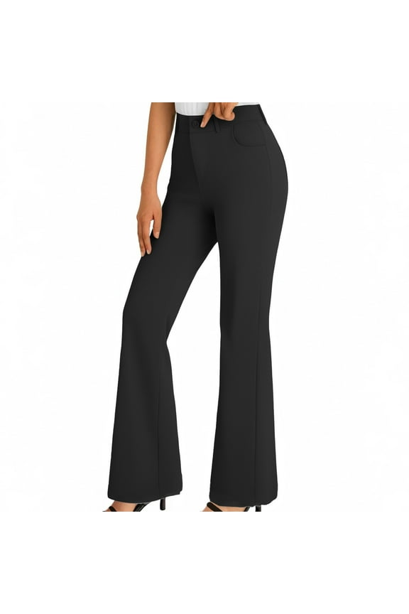 Womens Dressy Work Pants Casual Office Curvy Fit Slacks High Waisted Comfy Stretchy Flare Dress Pants Bootcut Business Yoga Trousers