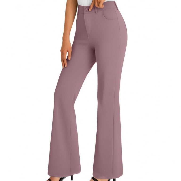 high waisted curvy dress pants Curvy High Waist Wide Leg Dress Pant with Elastic Waistband and Pockets
