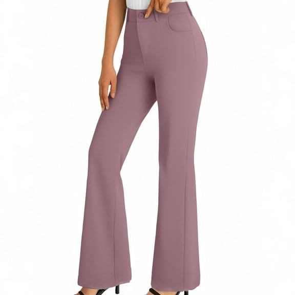 Kilaqueen Womens Dressy Work Pants Casual Office Curvy Fit Slacks High Waisted Comfy Stretchy Flare Dress Pants Bootcut Business Yoga Trousers