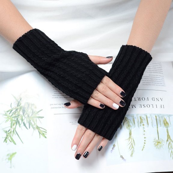 Kilaqueen Womens Elbow Arm Warmers Ribbed Knit Stretchy Long Fingerless Gloves for Cold Weather Comfy Thumb Hole Arms Warmers