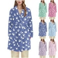 thumbnail image 1 of Kilaqueen Womens Flannel Hooded Robes Soft Warm Cute Printed Women Bathrobe with Pockets for Shower House Loungewear Long Sleeve Sleepwear, 1 of 4