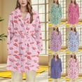 thumbnail image 1 of Kilaqueen Womens Flannel Hooded Robes Soft Warm Cute Printed Women Bathrobe with Pockets for Shower House Loungewear Long Sleeve Sleepwear, 1 of 4