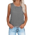 thumbnail image 1 of Kilaqueen Womens Gingham Tank Tops Summer Casual Dressy Cotton Crew Neck Sleeveless Vest Top Y2K Cute Shirts Trendy Plaid Boho Beach Vacation Blouses, 1 of 9
