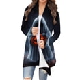 thumbnail image 1 of Kilaqueen Womens Halloween Open Front Cardigan Casual Oversized Funny Pumkin Print Lightweight Thin Coats Cute Spooky Pattern Cardigans Dusters, 1 of 7