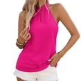 thumbnail image 1 of Kilaqueen Womens Halter Neck Keyhole Tank Top Summer Chiffon Dressy Casual Loose Fit Sleeveless Work Shirts Solid Color Tie Back Going Out Blouse, 1 of 8