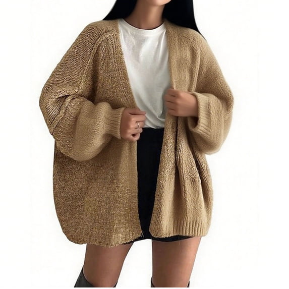 Kilaqueen Womens Oversized Cardigan Sweaters 2025 Fall Lantern Sleeve Loose Chunky Knit Open Front Lightweight Sweater Fall Winter Clothes