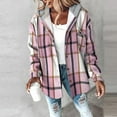 thumbnail image 1 of Kilaqueen Womens Plaid Hooded Jacket Button Down Flannel Fleece Lined Long Sleeve Shacket Outerwear Winter Warm Sherpa Jacket with Pockets, 1 of 6