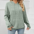 thumbnail image 1 of Kilaqueen Womens Ribbed Knit Sweater Hoodie Fall Winter Lightweight Long Sleeve Drawstring Hooded Sweatshirt Textured Knit Loose Pullover Sweater with Kangaroo Pocket, 1 of 6