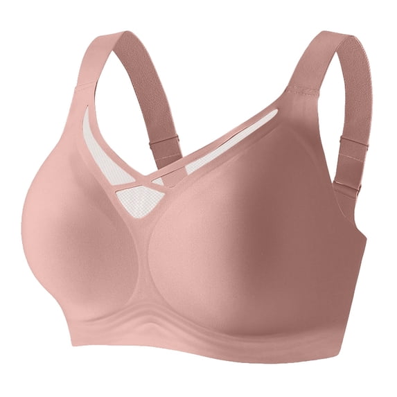 Kilaqueen Womens Seamless Wide Strap Everyday Bra, V Neck Smooth Cup Support Bralette with Full Back Coverage for Work, Lounging and Daily Wear