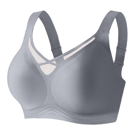 Kilaqueen Womens Seamless Wide Strap Everyday Bra, V Neck Smooth Cup Support Bralette with Full Back Coverage for Work, Lounging and Daily Wear