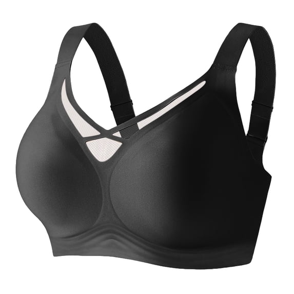 Kilaqueen Womens Seamless Wide Strap Everyday Bra, V Neck Smooth Cup Support Bralette with Full Back Coverage for Work, Lounging and Daily Wear