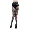 thumbnail image 1 of Kilaqueen Womens Sexy Suspender Garter Stockings Patterned Thigh High Tights Fishnet Pantyhose High Waist See Through Leggings Bodystocking Black, 1 of 4