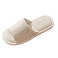 thumbnail image 1 of Kilaqueen Womens Slippers Linen and Cloth Open Toe Non-Slip Memory Foam Slippers All Seasons Silent Soft Bottom Breathable Comfy Washable Unisex Slippers, 1 of 3