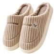thumbnail image 1 of Kilaqueen Womens Slippers Striped Plush Non-Slip Soft-Soled Comfortable Shoes Fashion Indoor Outdoor Memory Foam Platform Footwear, 1 of 6