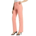 thumbnail image 1 of Kilaqueen Womens Stretchy Dress Pants Casual Trendy Business Trousers Elastic Button Waist Straight Leg Office Slacks Work Outfits, 1 of 8