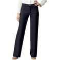 thumbnail image 1 of Kilaqueen Womens Stretchy Straight Leg Dress Work Pants High Waist Solid Color Business Office Casual Slacks Pants, 1 of 7