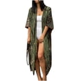 thumbnail image 1 of Kilaqueen Womens Swimsuit Coverup Open Front Long Sleeve Cardigan Beach Vacation Loose Fit Flowy Tunic Jacket, 1 of 4
