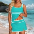 thumbnail image 1 of Kilaqueen Womens Tankini Swimsuits with Skirt Loose Fit Bathing Suits Color Block Tummy Control Swimwear Modest Three Piece Swim Suits, 1 of 5