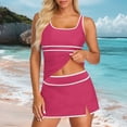 thumbnail image 1 of Kilaqueen Womens Tankini Swimsuits with Skirt Loose Fit Bathing Suits Color Block Tummy Control Swimwear Modest Three Piece Swim Suits, 1 of 5
