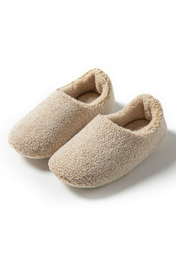 Womens Teddy Fleece Closed Back Indoor Slippers Comfy Warm Winter House Slippers Socks Curly Fuzzy Slip On Bedroom Slippers