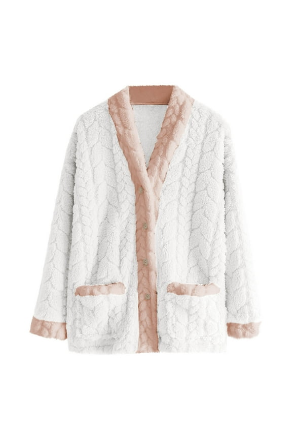 Womens Thermal Tops for Cold Weather Fall Winter Sherpa Fleece Thick Flannel with Pockets Button Down Soft Comfy Home Clothes