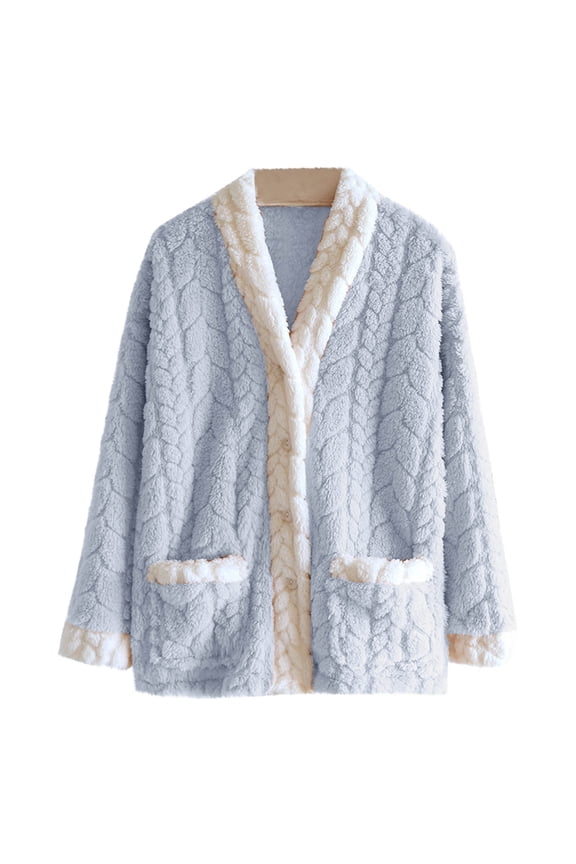 Womens Thermal Tops for Cold Weather Fall Winter Sherpa Fleece Thick Flannel with Pockets Button Down Soft Comfy Home Clothes