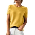 thumbnail image 1 of Kilaqueen Womens Tops Crew Neck Short Sleeve Knit Pullover Sweater Casual Lightweight Relaxed Fit Solid Color Business Dressy Tops, 1 of 6