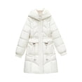 thumbnail image 1 of Kilaqueen Womens Winter Coats Removable Hood Full Zip Long Sleeve Quilted Padded Puffer Jackets wtih Cow Button Pockets, 1 of 9