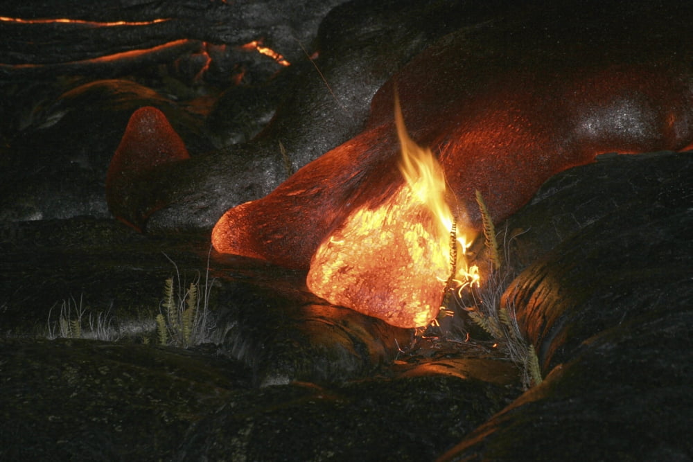 Kilauea Pahoehoe lava flow Big Island Hawaii Canvas Art - Martin RietzeStocktrek Images (34 x 23)