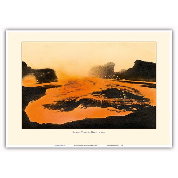 Kilauea Volcano - Big Island Hawaii - Pele Fire Goddess - Lava Flow - Vintage Travel Poster c.1920s - Master Art Print 10in x 14in