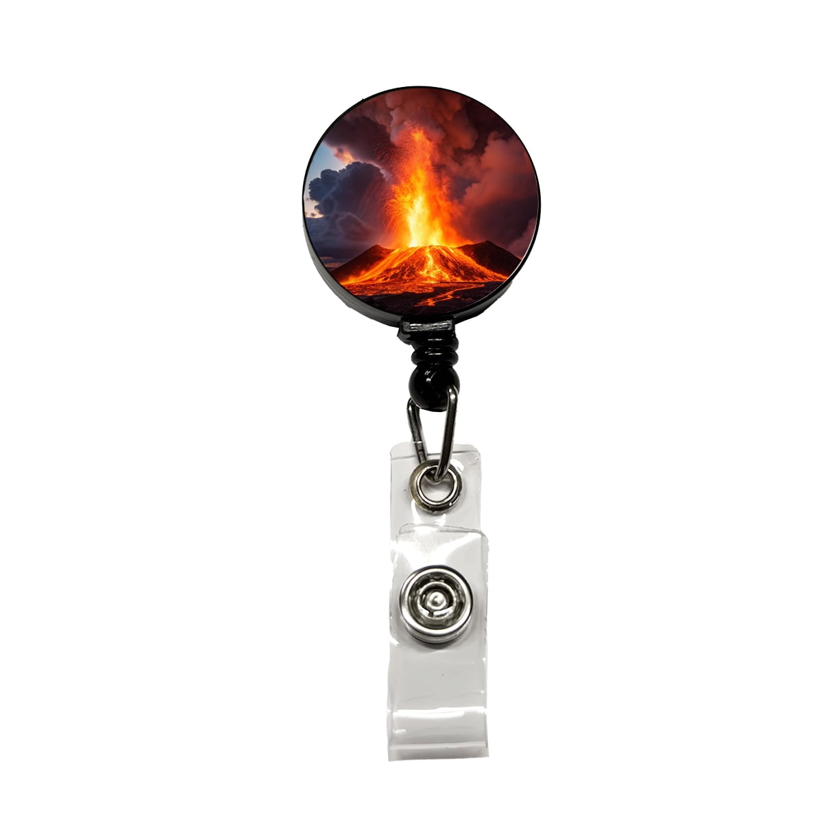 Lava Volcano Key Chain Kilauea Volcano Erupting Lava Hawaii Retractable Reel ID Badge Key Card ...