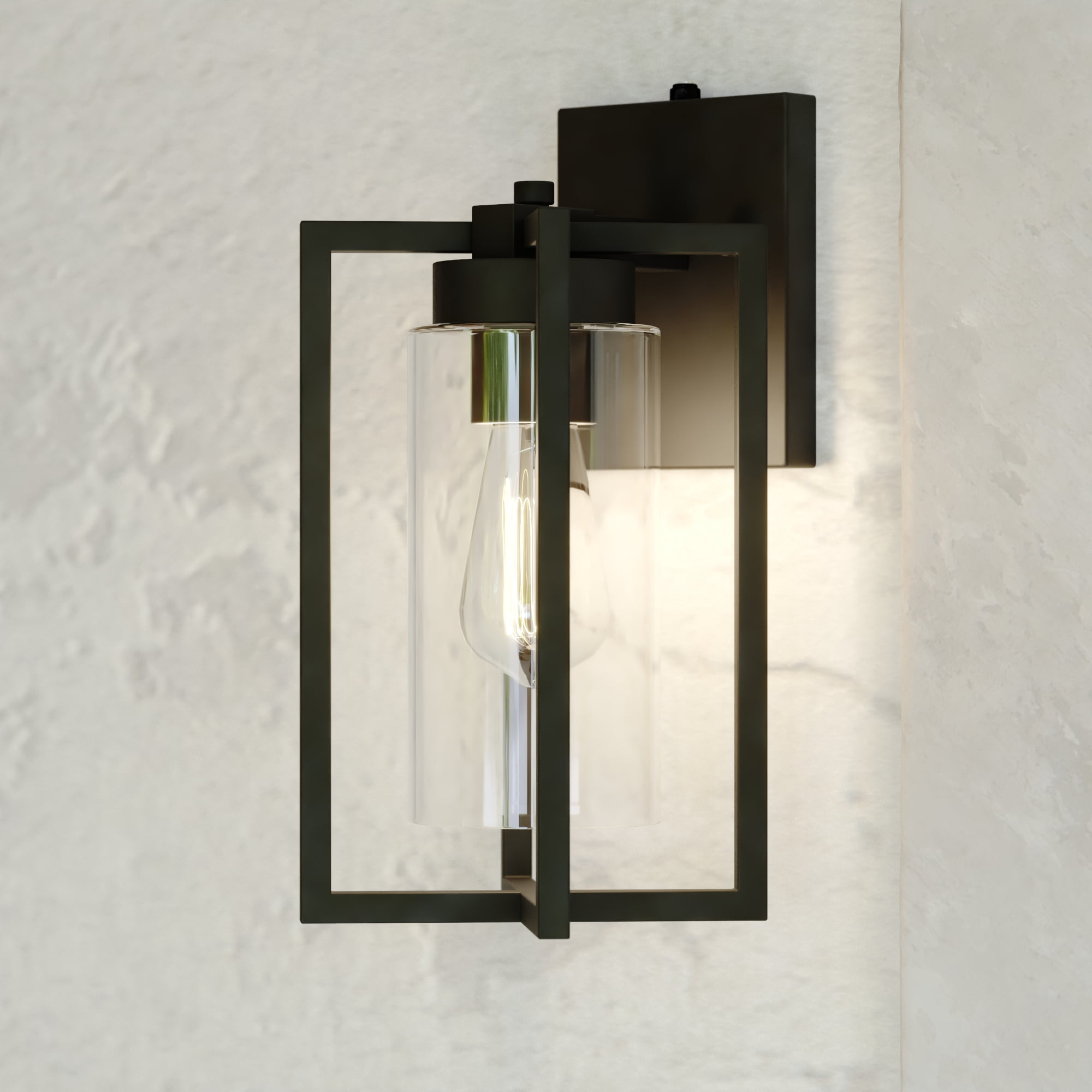 Kilbourne 1 Light Black Dusk to Dawn Outdoor Wall Lantern Clear Glass