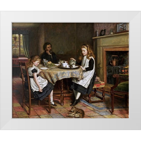 Kilburne, George Goodwin 14x12 White Modern Wood Framed Museum Art Print Titled - There Is No Fireside.....