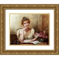 thumbnail image 1 of Kilburne, George Goodwin 32x26 Gold Ornate Wood Framed with Double Matting Museum Art Print Titled - The Letter, 1 of 4