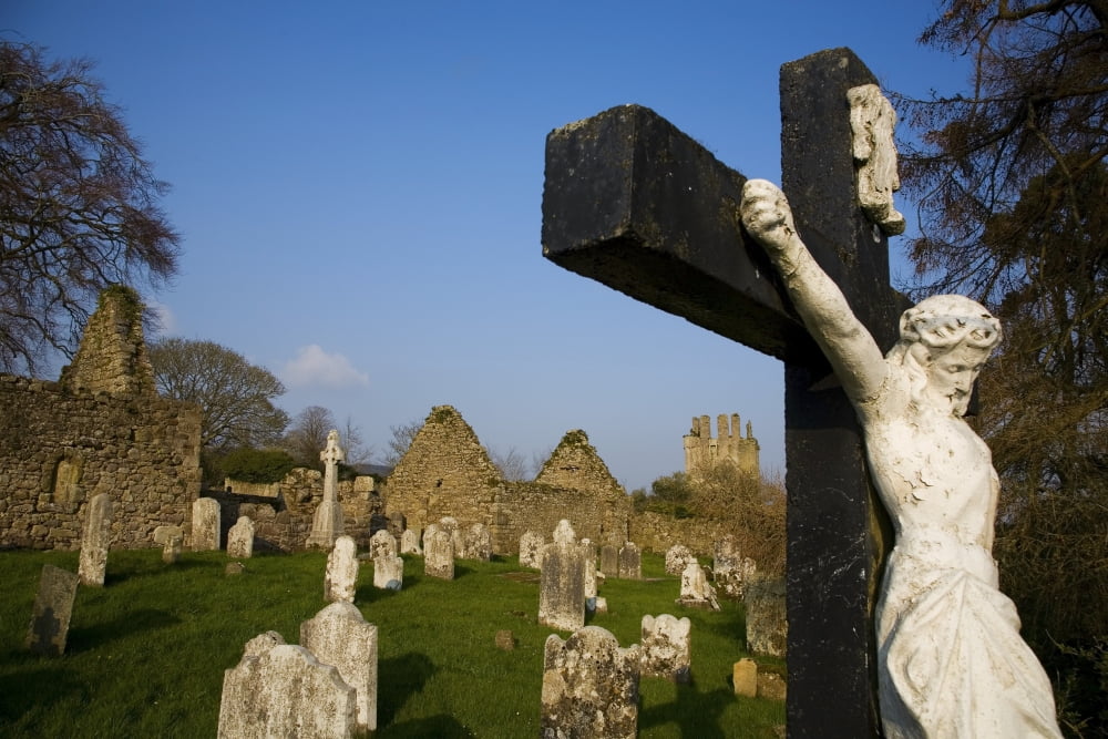 Kilcash County Tipperary Ireland Historic Churchyard With Crucifix Canvas Art - George Munday Design Pics (18 x 12)