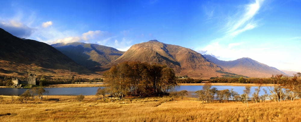 Kilchurn Castle Loch Awe Scotland Canvas Art - John Short Design Pics (31 x 12)