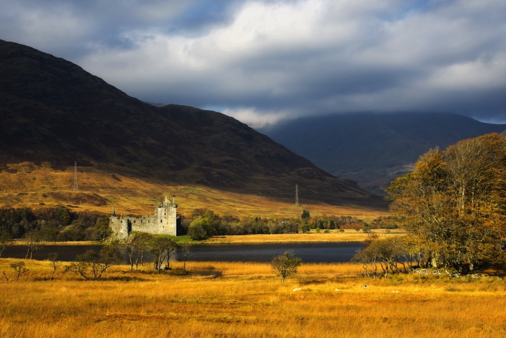 Kilchurn Castle Loch Awe Scotland Canvas Art - John Short  Design Pics (34 x 22)