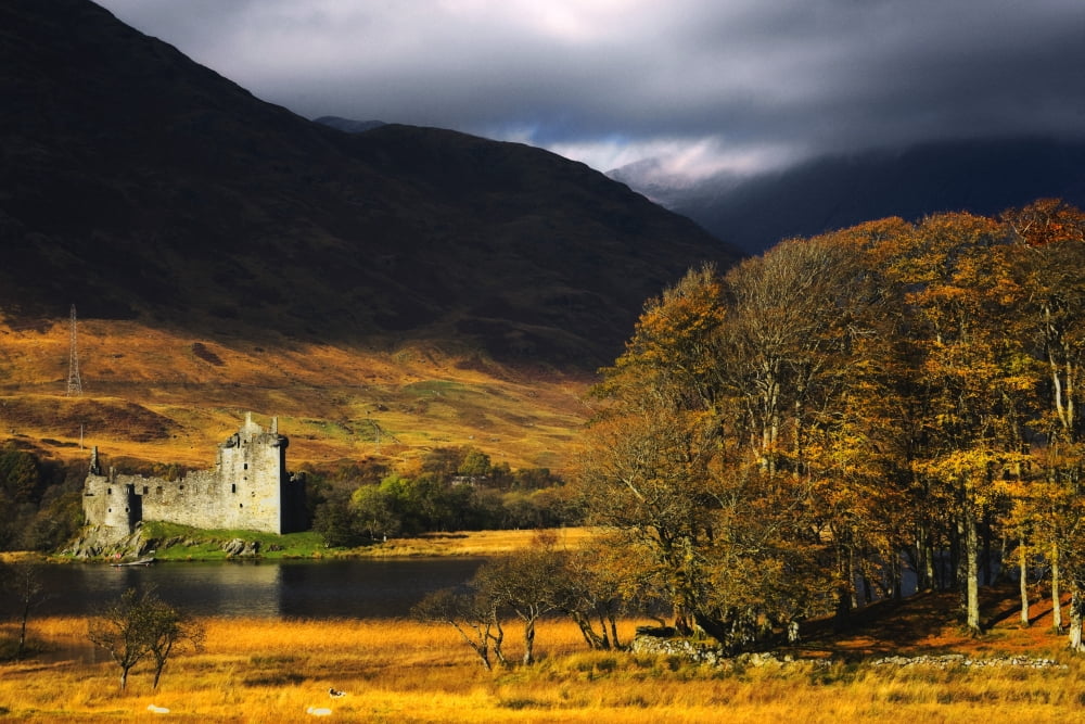 Kilchurn Castle Scotland Canvas Art - John Short Design Pics (34 x 22)