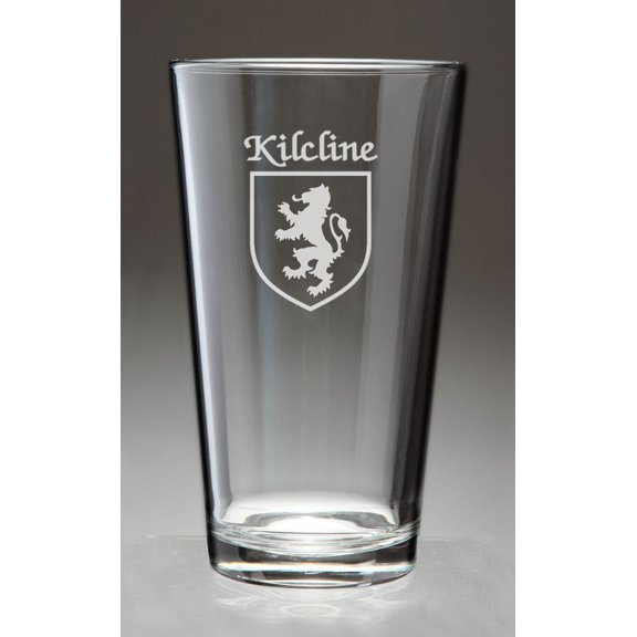 Kilcline Irish Coat of Arms Pint Glasses - Set of 4 (Sand Etched)