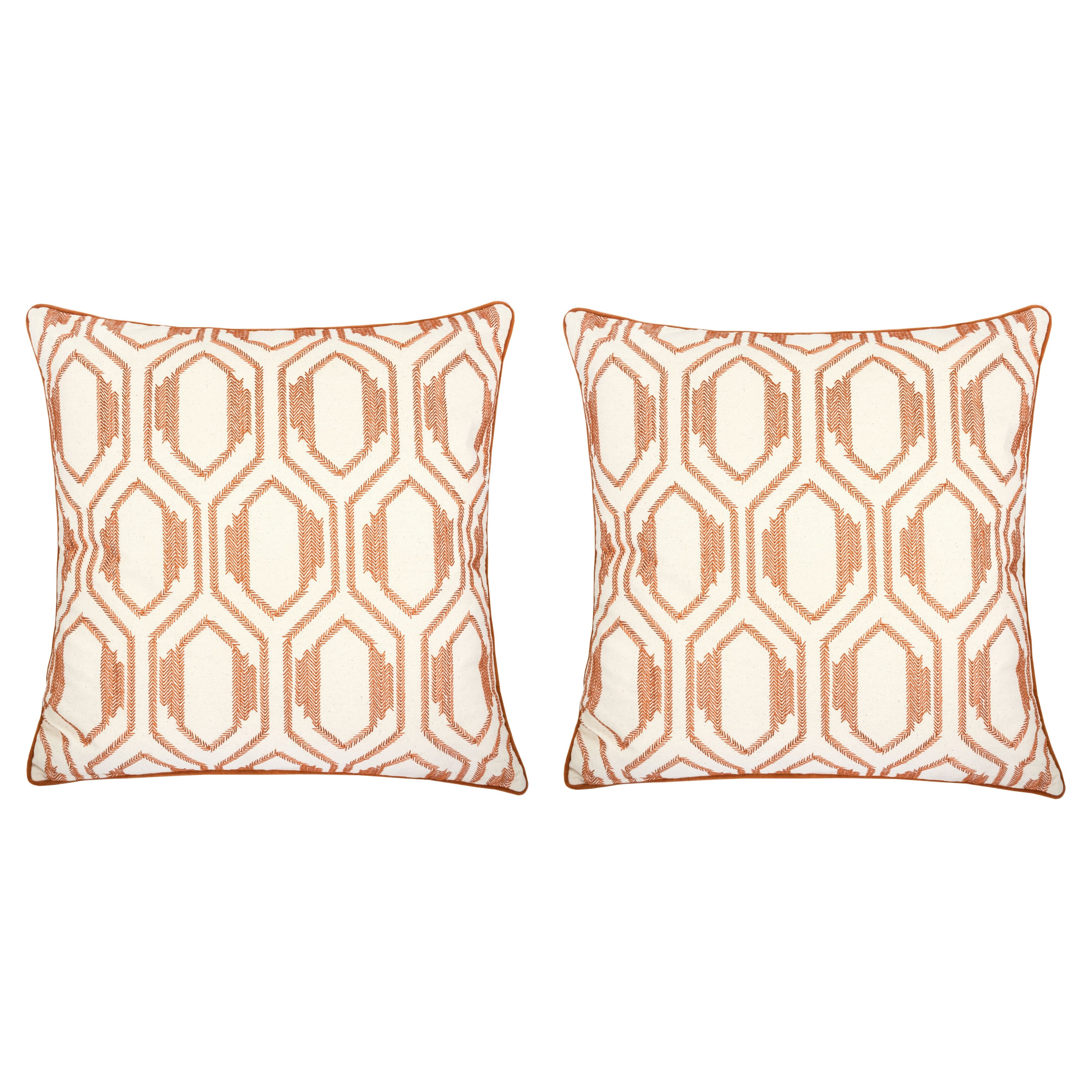 Kileigh Spice Geometric Polyester 20 in. x 20 in. Throw Pillow (Set of 2)