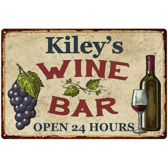 Kiley's Rustic Wine Bar Sign Wall Décor Kitchen Gift 8 x 12 Matte Finish Metal 108120056212