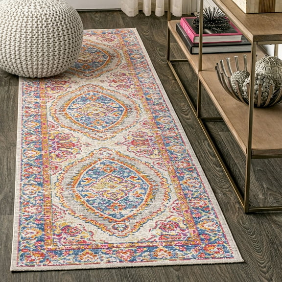 JONATHAN Y MODERN PERSIAN 2 x 8 Runner Rug, Kilia Medallion - Fuchsia/Mustard/Indigo, MDP300A-28
